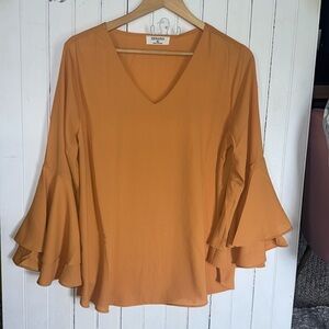 Zenana Outfitters Orange Bell Sleeve Blouse